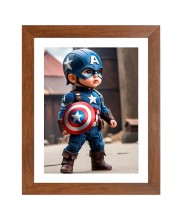 AI Funny AI Funny cute baby captain america Art Picture for Kids Art Picture for Kids - 10x14 inches, Brown Color - Perfect Wall Decor for Children's Room