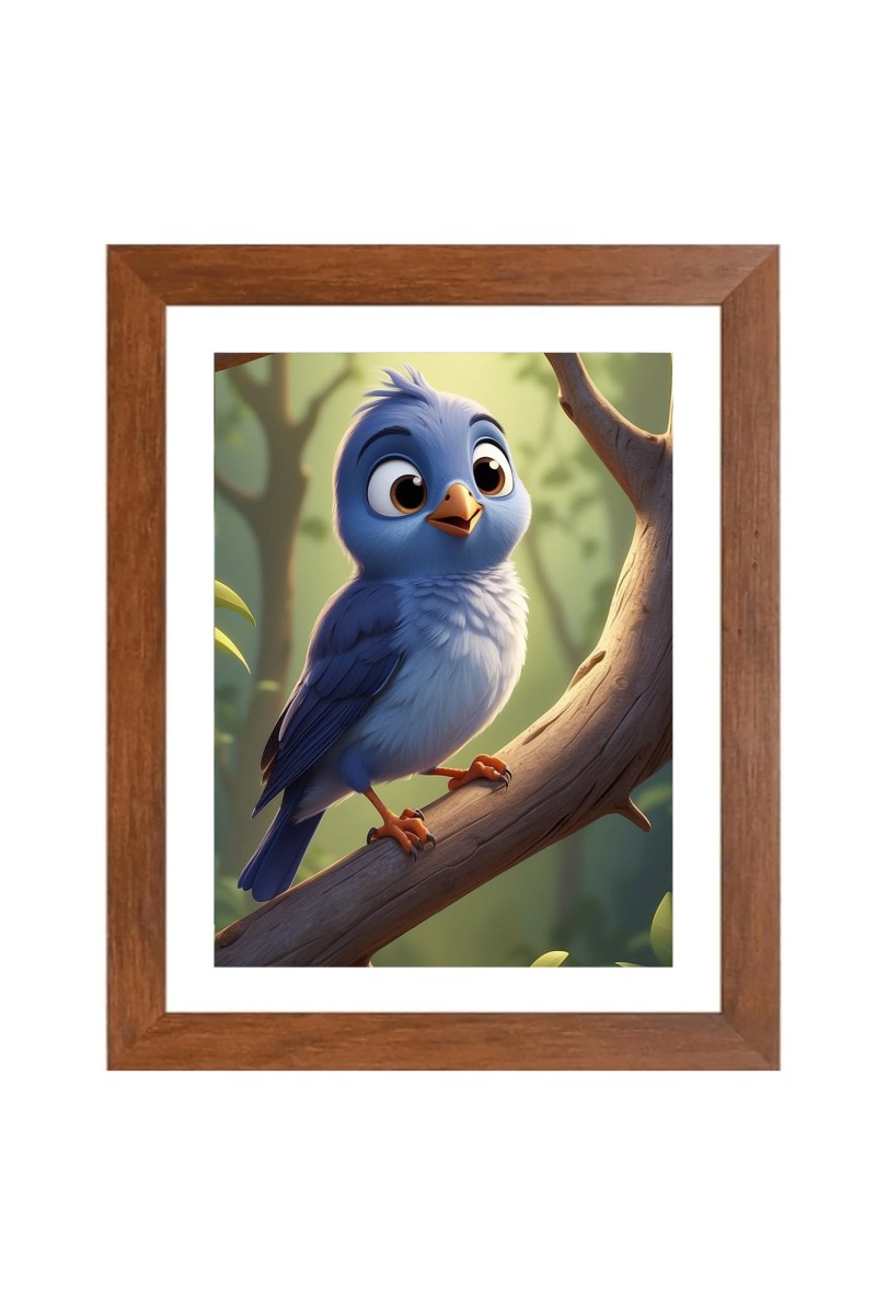 AI Funny AI Funny Cute Bird On Tree  Art Picture for Kids Art Picture for Kids - 10x14 inches, Brown Color - Perfect Wall Decor for Children's Room