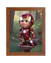 AI Funny AI Funny cute baby Iron Man  Art Picture for Kids Art Picture for Kids - 10x14 inches, Brown Color - Perfect Wall Decor for Children's Room