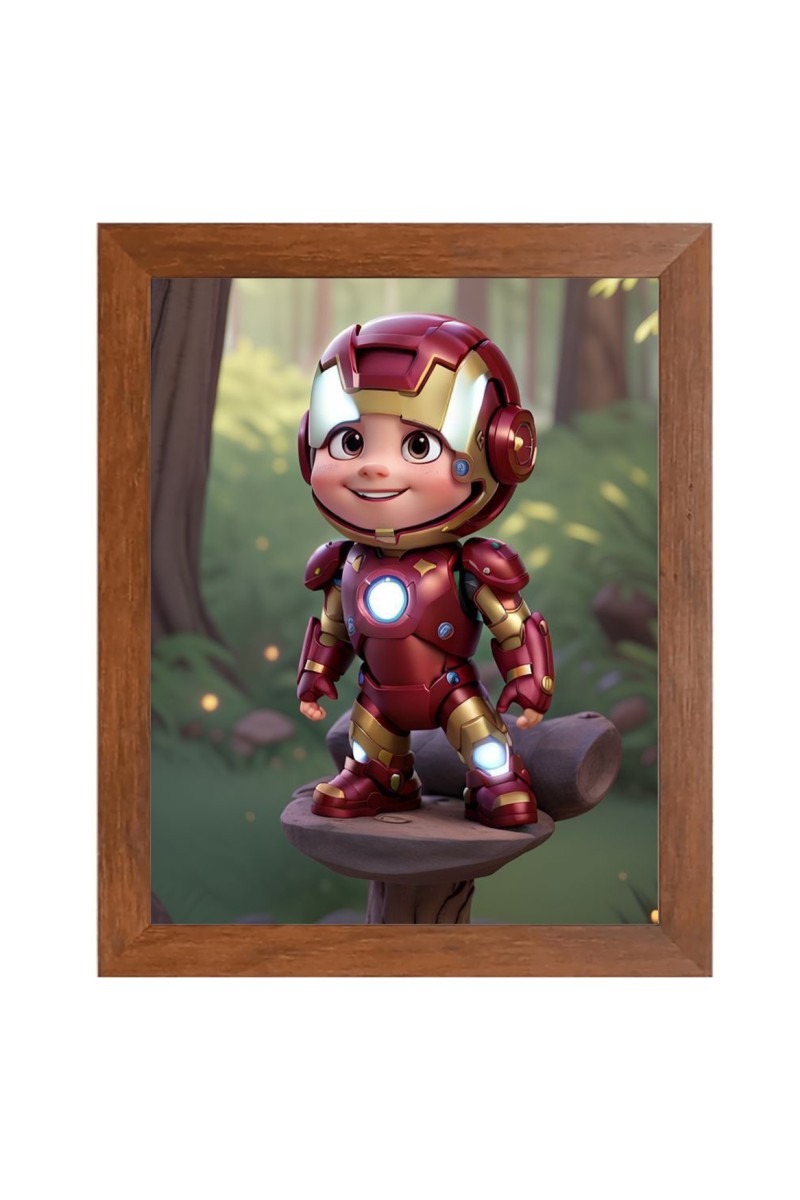 AI Funny AI Funny cute baby Iron Man  Art Picture for Kids Art Picture for Kids - 10x14 inches, Brown Color - Perfect Wall Decor for Children's Room
