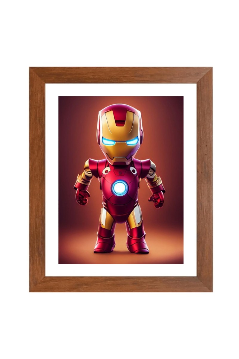 AI Funny AI Funny cute baby Iron Man  Art Picture for Kids Art Picture for Kids - 10x14 inches, Brown Color - Perfect Wall Decor for Children's Room