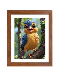 AI Funny AI Funny Cute Bird On Tree  Art Picture for Kids Art Picture for Kids - 10x14 inches, Brown Color - Perfect Wall Decor for Children's Room