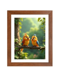 AI Funny AI Funny Cute Bird On Tree  Art Picture for Kids Art Picture for Kids - 10x14 inches, Brown Color - Perfect Wall Decor for Children's Room
