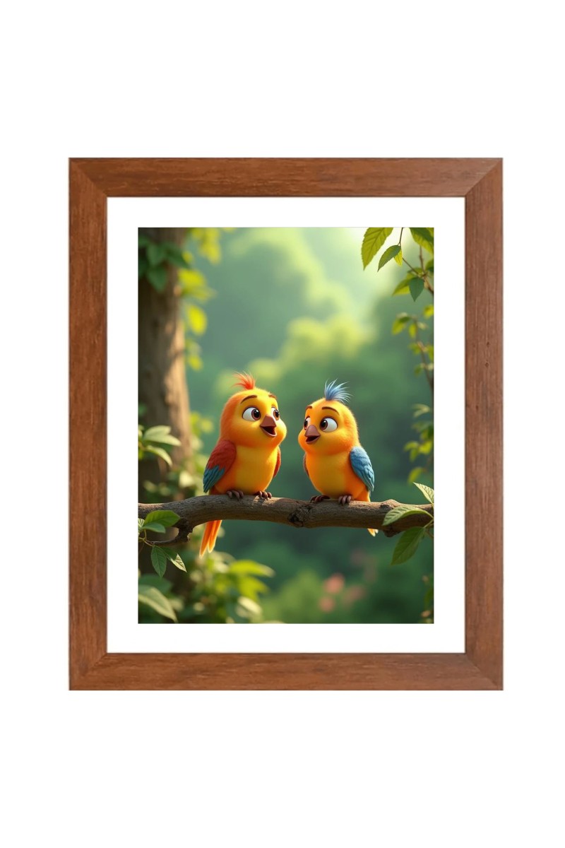 AI Funny AI Funny Cute Bird On Tree  Art Picture for Kids Art Picture for Kids - 10x14 inches, Brown Color - Perfect Wall Decor for Children's Room
