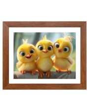 AI Funny AI Funny Cute Birds On Tree  Art Picture for Kids Art Picture for Kids - 10x14 inches, Brown Color - Perfect Wall Decor for Children's Room