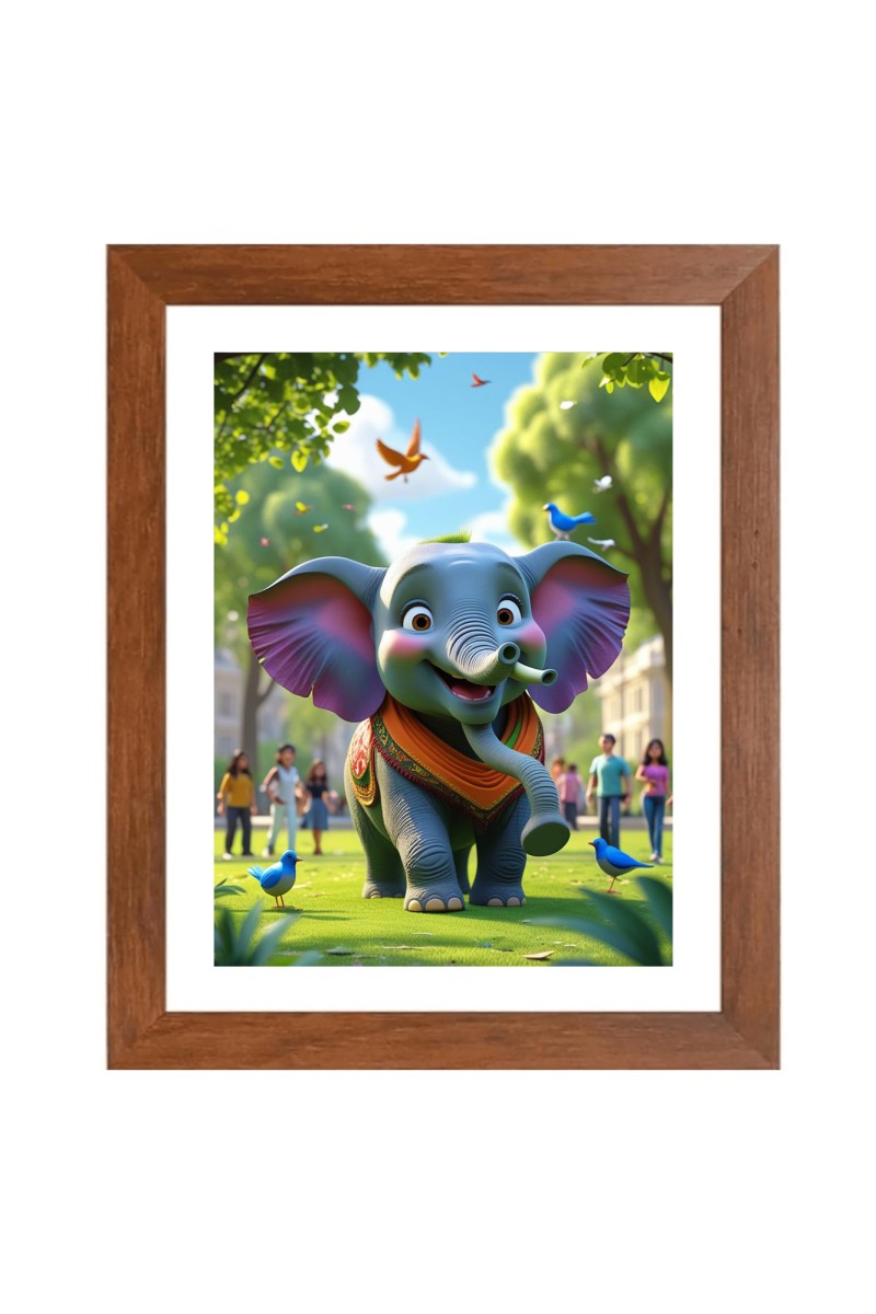 AI Funny AI Funny Cute Elephant  Art Picture for Kids Art Picture for Kids - 10x14 inches, Brown Color - Perfect Wall Decor for Children's Room