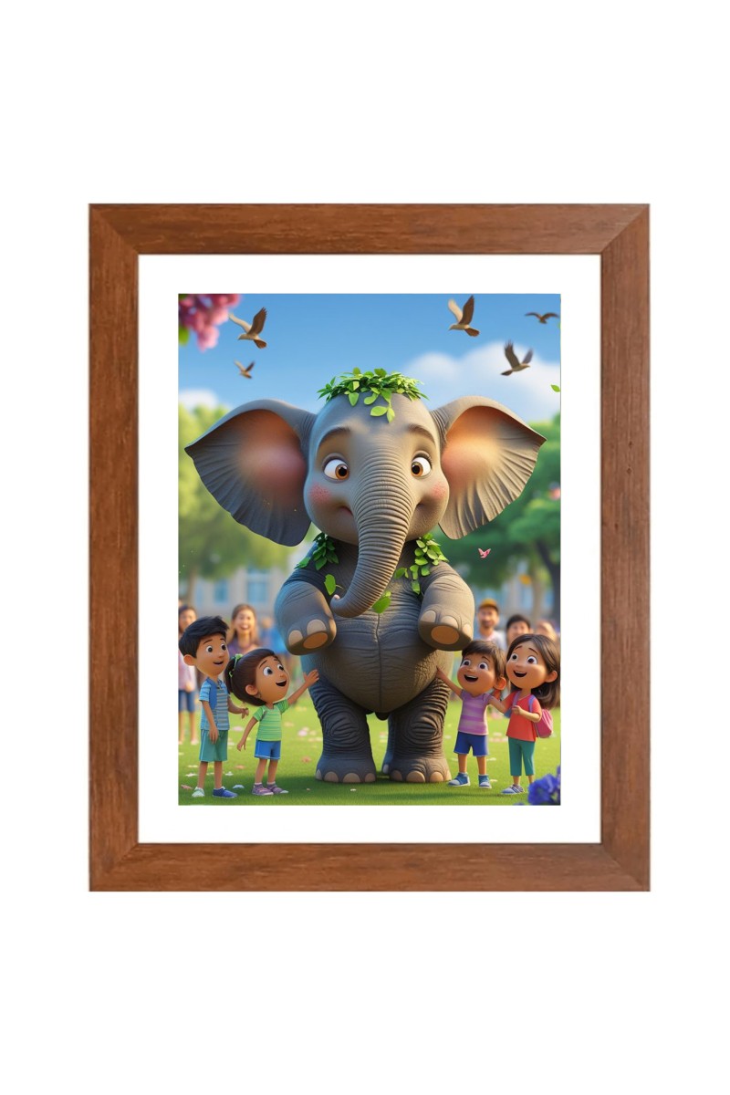 AI Funny AI Funny Cute Elephant With Kids Art Picture for Kids Art Picture for Kids - 10x14 inches, Brown Color - Perfect Wall Decor for Children's Room