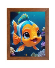 AI Funny AI Funny Cute  Fish Art Picture for Kids Art Picture for Kids - 10x14 inches, Brown Color - Perfect Wall Decor for Children's Room