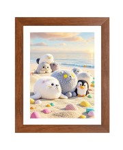 AI Funny AI Funny Cute penguins  Art Picture for Kids Art Picture for Kids - 10x14 inches, Brown Color - Perfect Wall Decor for Children's Room