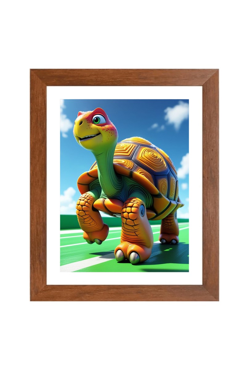 AI Funny AI Funny Cute Tortoise  Art Picture for Kids Art Picture for Kids - 10x14 inches, Brown Color - Perfect Wall Decor for Children's Room