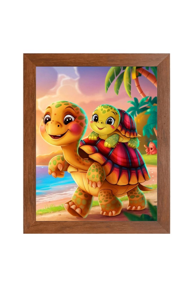 AI Funny AI Funny Cute Tortoise  Art Picture for Kids Art Picture for Kids - 10x14 inches, Brown Color - Perfect Wall Decor for Children's Room