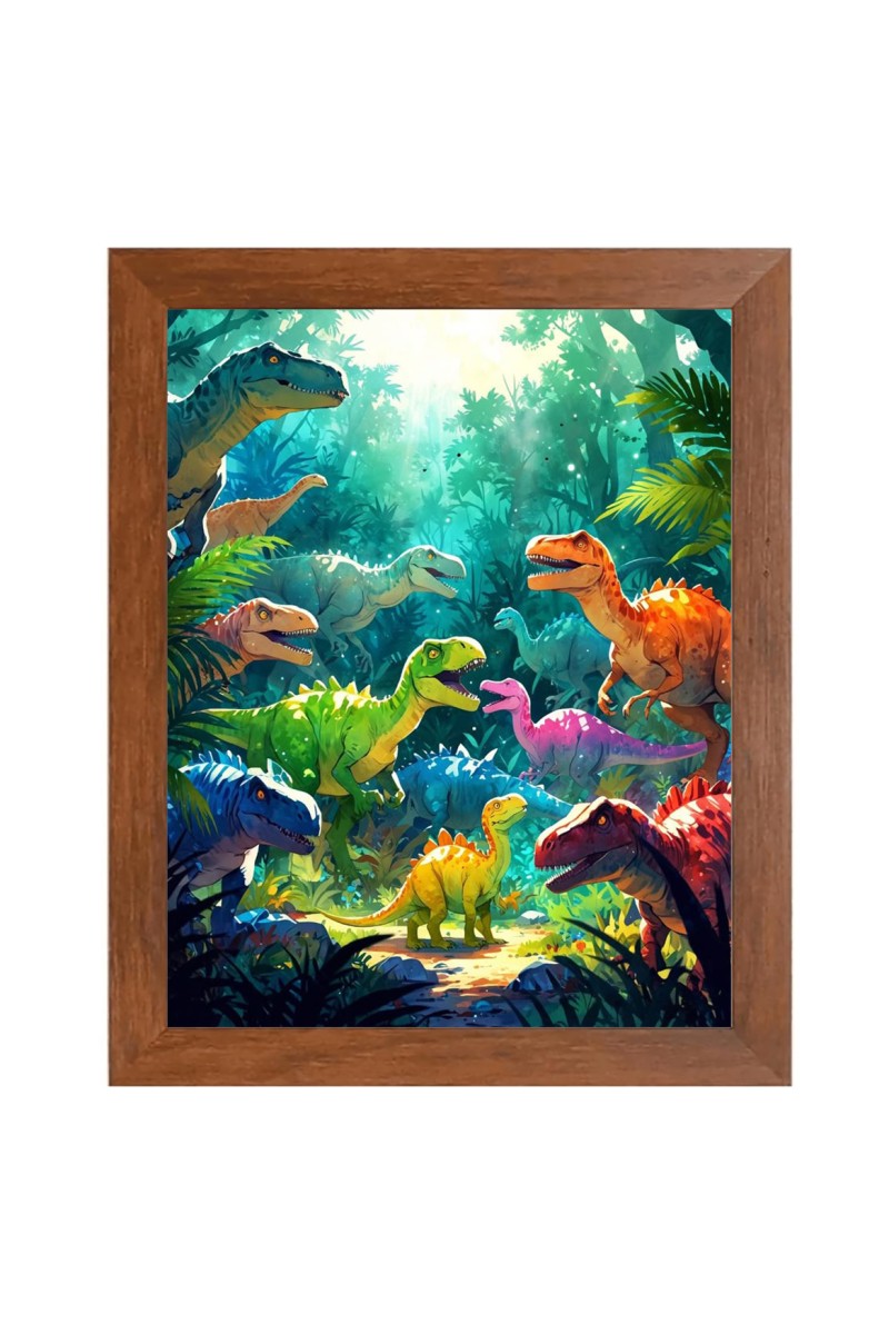 AI Funny AI Funny Dinosaurs  Art Picture for Kids Art Picture for Kids - 10x14 inches, Brown Color - Perfect Wall Decor for Children's Room