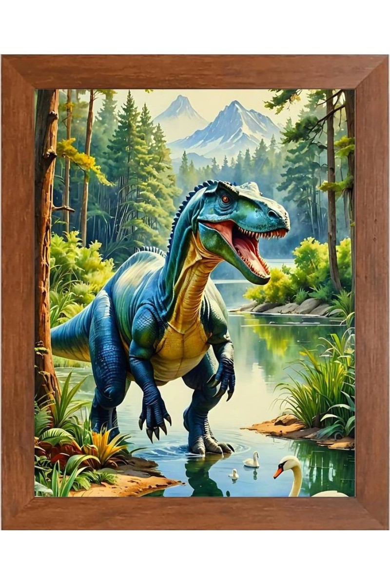 AI Funny AI Funny Dinosaurs  Art Picture for Kids Art Picture for Kids - 10x14 inches, Brown Color - Perfect Wall Decor for Children's Room