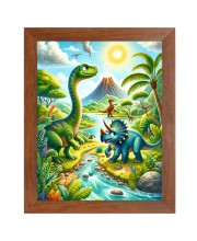 AI Funny AI Funny Dinosaurs  Art Picture for Kids Art Picture for Kids - 10x14 inches, Brown Color - Perfect Wall Decor for Children's Room