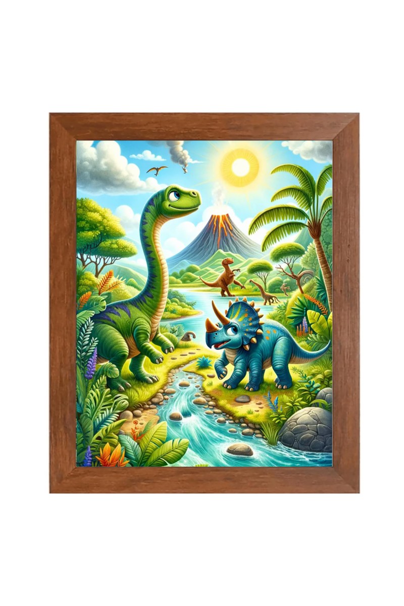 AI Funny AI Funny Dinosaurs  Art Picture for Kids Art Picture for Kids - 10x14 inches, Brown Color - Perfect Wall Decor for Children's Room