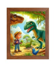 AI Funny AI Funny Dinosaurs with kid Art Picture for Kids Art Picture for Kids - 10x14 inches, Brown Color - Perfect Wall Decor for Children's Room