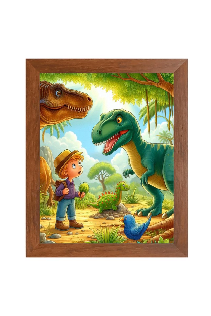 AI Funny AI Funny Dinosaurs with kid Art Picture for Kids Art Picture for Kids - 10x14 inches, Brown Color - Perfect Wall Decor for Children's Room