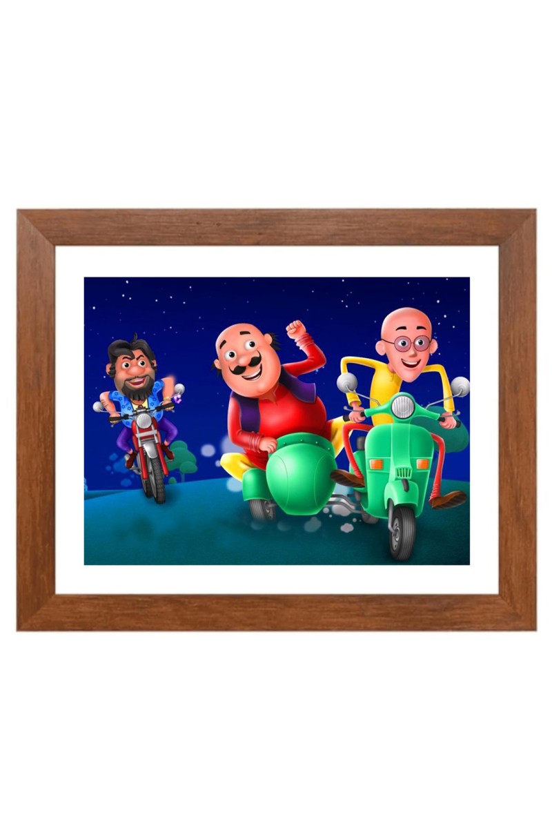 AI Funny AI Funny Motu patlu  Art Picture for Kids Art Picture for Kids - 10x14 inches, Brown Color - Perfect Wall Decor for Children's Room