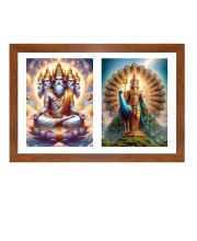 Lord bramha and kartikeya Photo Frame - 11x15Inches - Spiritual Artwork for Home Wall Decoration, Puja Room and Office Decoration and Gifting 