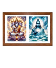 Lord bramha and varuna Photo Frame - 11x15Inches - Spiritual Artwork for Home Wall Decoration, Puja Room and Office Decoration and Gifting 
