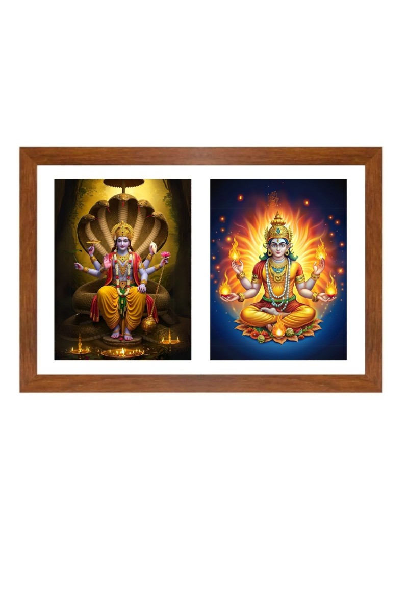 Lord vishnu and agni Photo Frame - 11x15Inches - Spiritual Artwork for Home Wall Decoration, Puja Room and Office Decoration and Gifting 