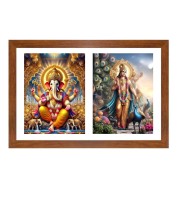 Lord ganesh and kartikeya Photo Frame - 11x15Inches - Spiritual Artwork for Home Wall Decoration, Puja Room and Office Decoration and Gifting 