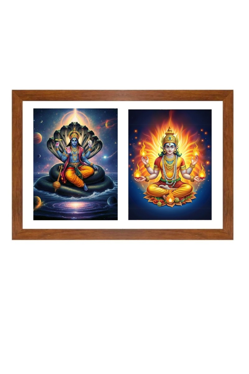 Lord vishnu and agni dev Photo Frame - 11x15Inches - Spiritual Artwork for Home Wall Decoration, Puja Room and Office Decoration and Gifting 
