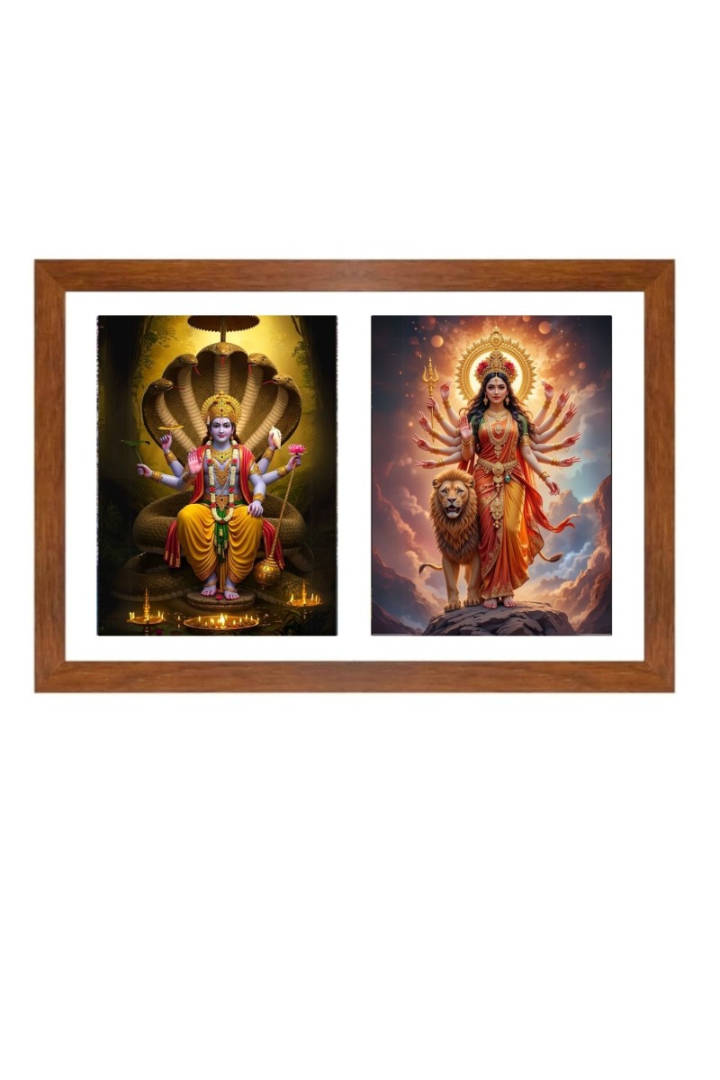 Lord vishnu and goddess durga Photo Frame - 11x15Inches - Spiritual Artwork for Home Wall Decoration, Puja Room and Office Decoration and Gifting 
