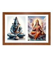 Lord shiva and goddess parvathi Photo Frame - 11x15Inches - Spiritual Artwork for Home Wall Decoration, Puja Room and Office Decoration and Gifting 
