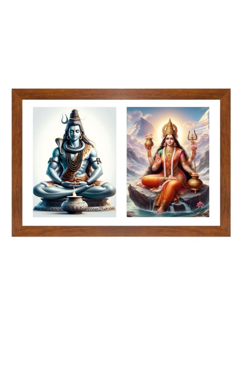 Lord shiva and goddess parvathi Photo Frame - 11x15Inches - Spiritual Artwork for Home Wall Decoration, Puja Room and Office Decoration and Gifting 