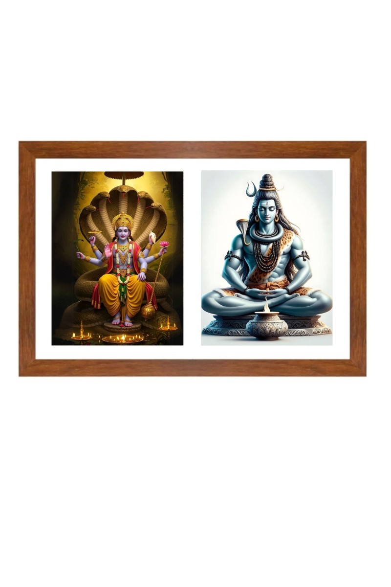 Lord vishnu and shiva Photo Frame - 11x15Inches - Spiritual Artwork for Home Wall Decoration, Puja Room and Office Decoration and Gifting 