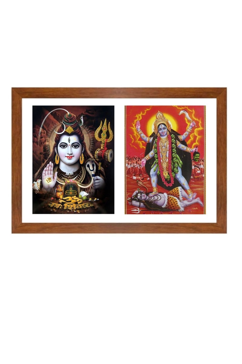Lord shiva and goddess mahakali Photo Frame - 11x15Inches - Spiritual Artwork for Home Wall Decoration, Puja Room and Office Decoration and Gifting 