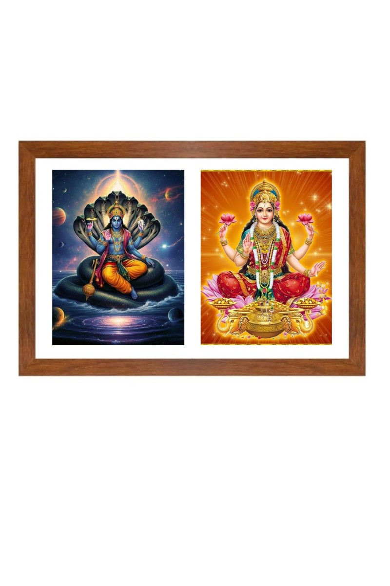 Lord vishnu and goddes lakshmi Photo Frame - 11x15Inches - Spiritual Artwork for Home Wall Decoration, Puja Room and Office Decoration and Gifting 