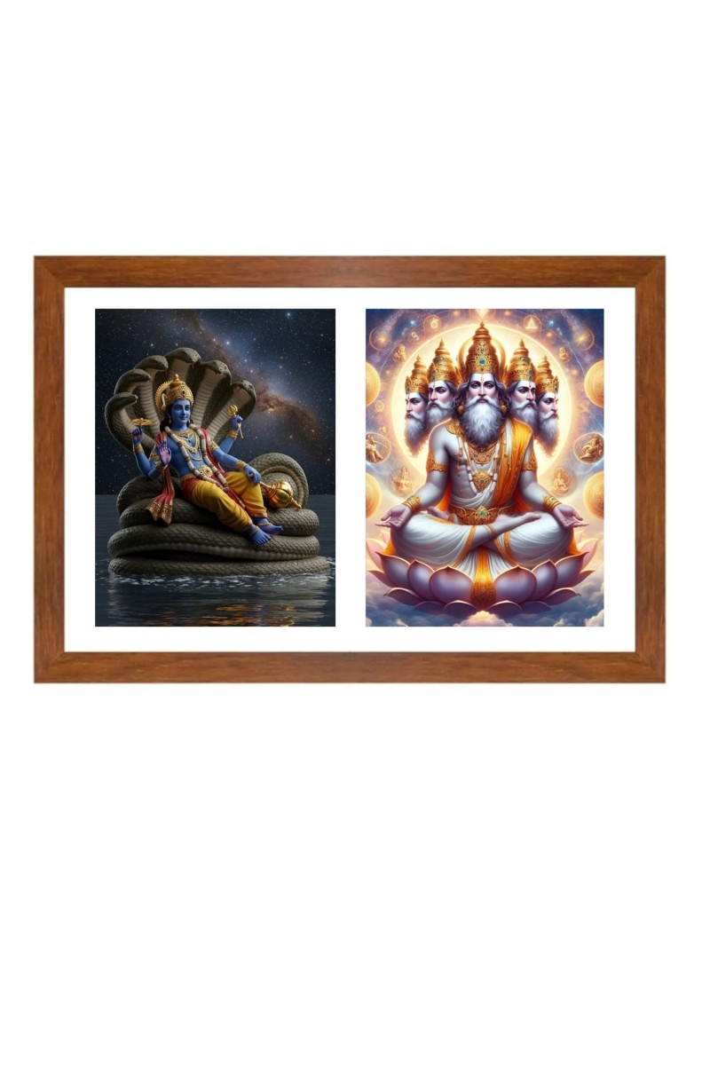 lord vishnu and bramha Photo Frame - 11x15Inches - Spiritual Artwork for Home Wall Decoration, Puja Room and Office Decoration and Gifting 