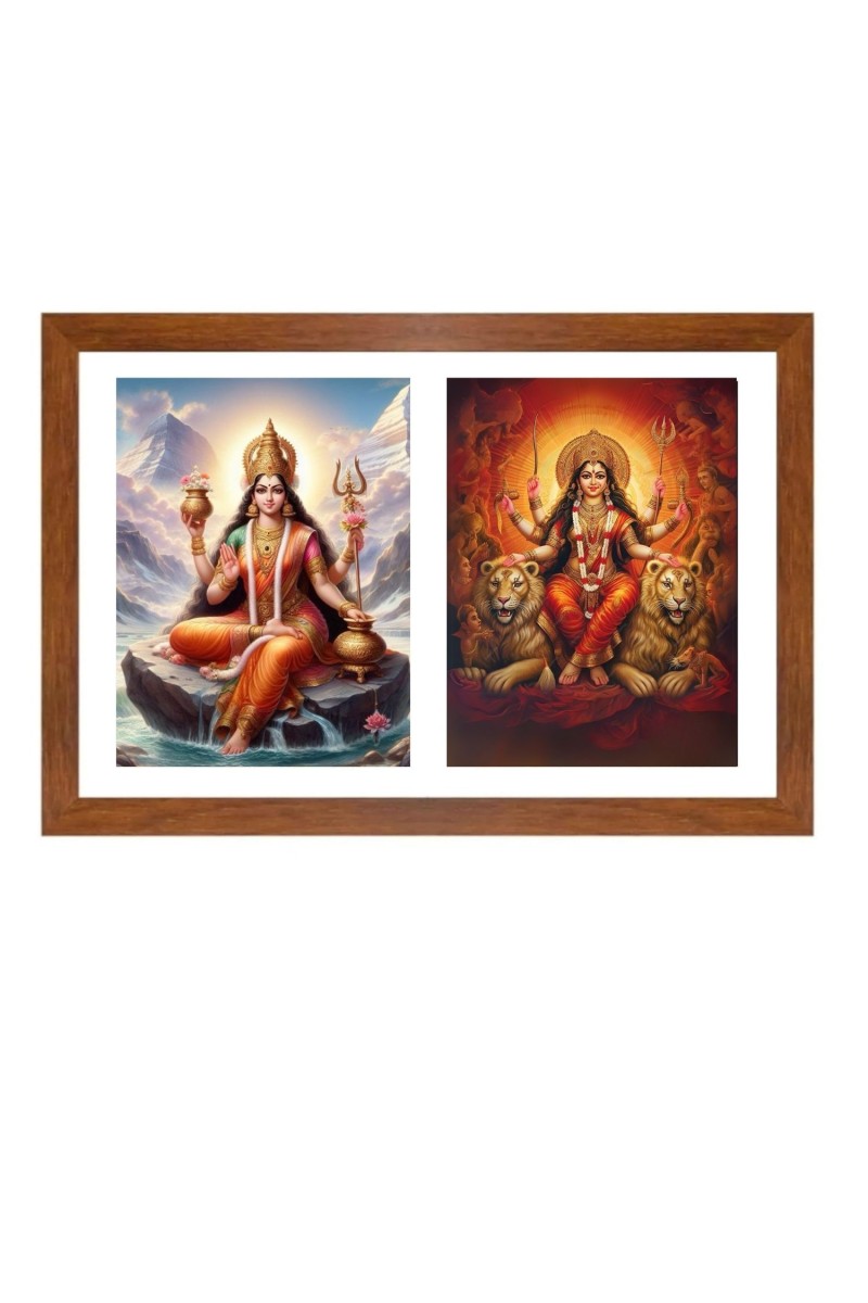 Goddess parvathi and durga Photo Frame - 11x15Inches - Spiritual Artwork for Home Wall Decoration, Puja Room and Office Decoration and Gifting 