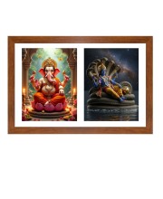 Lord ganesha and vishnu Photo Frame - 11x15Inches - Spiritual Artwork for Home Wall Decoration, Puja Room and Office Decoration and Gifting 