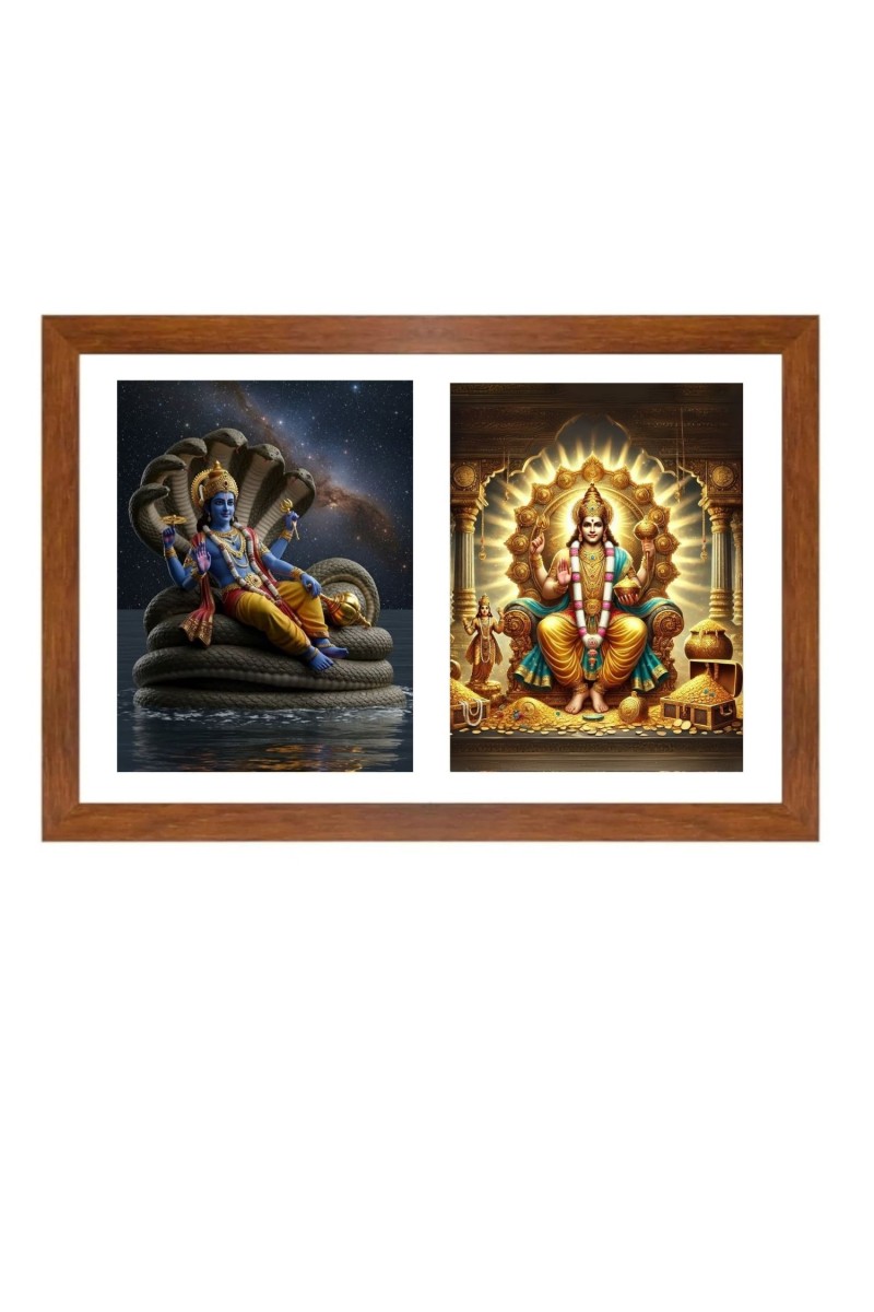 lord vishnu and kubera Photo Frame - 11x15Inches - Spiritual Artwork for Home Wall Decoration, Puja Room and Office Decoration and Gifting 