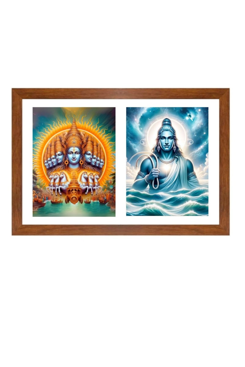 Lord surya and varuna Photo Frame - 11x15Inches - Spiritual Artwork for Home Wall Decoration, Puja Room and Office Decoration and Gifting 
