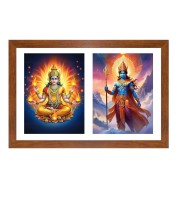 Agni deva and indra Photo Frame - 11x15Inches - Spiritual Artwork for Home Wall Decoration, Puja Room and Office Decoration and Gifting 
