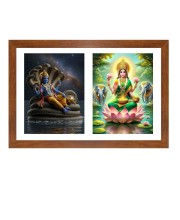 Lord vishnu and goddess lakshmi Photo Frame - 11x15Inches - Spiritual Artwork for Home Wall Decoration, Puja Room and Office Decoration and Gifting 