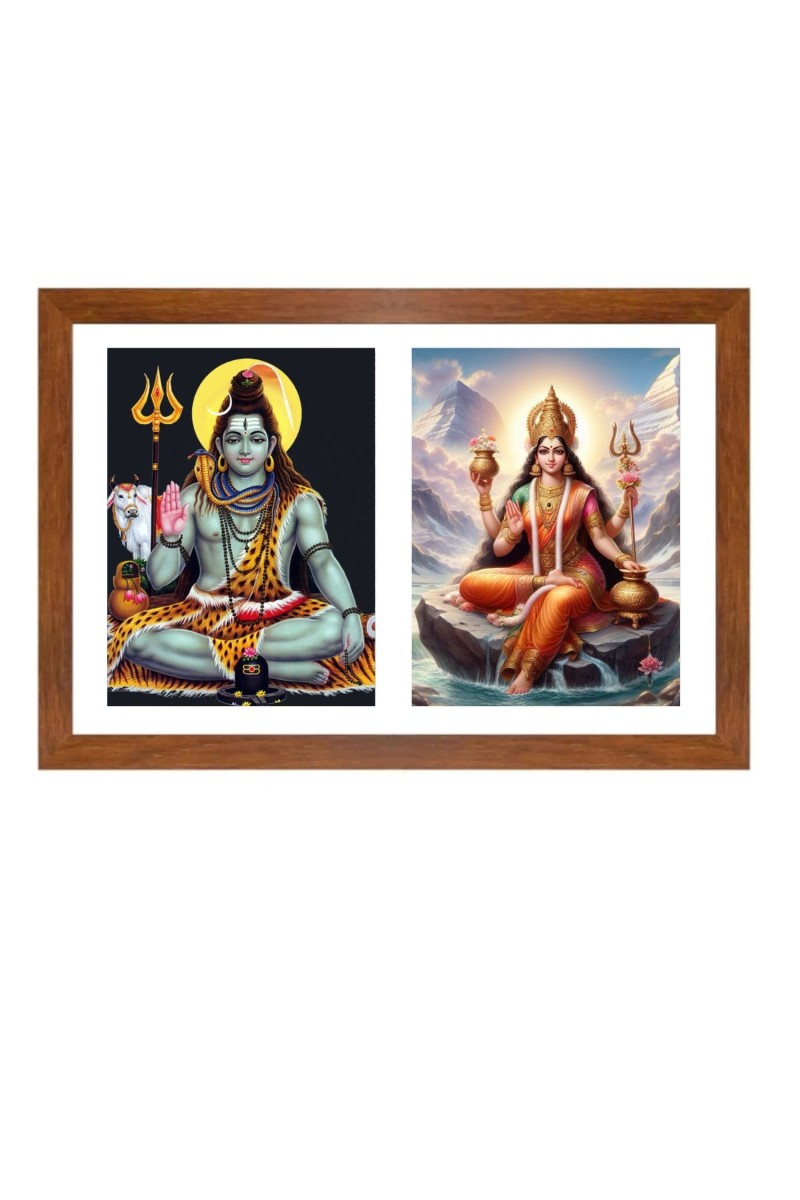 Lord shiva and parvati Photo Frame - 11x15Inches - Spiritual Artwork for Home Wall Decoration, Puja Room and Office Decoration and Gifting 