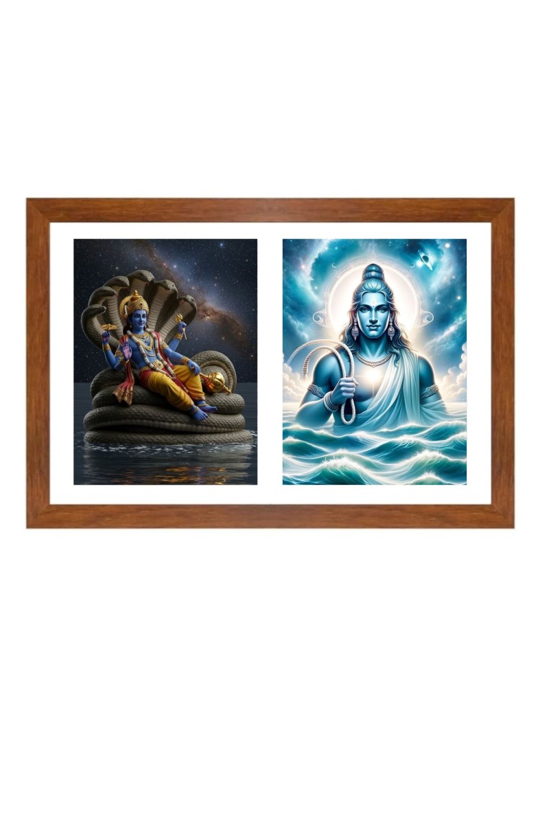 Lord vishnu and varuna deva Photo Frame - 11x15Inches - Spiritual Artwork for Home Wall Decoration, Puja Room and Office Decoration and Gifting 