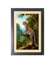 The wild Cheetah  Photo Frame Funny Animal and Bird Cartoon Art, Black color, 11x15 Inch