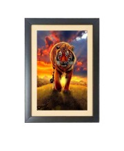 The wild tiger  Photo Frame Funny Animal and Bird Cartoon Art, Black color, 11x15 Inch