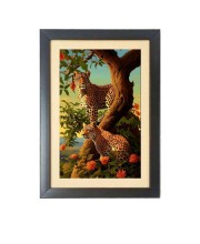 The two wild Cheetahs  Photo Frame Funny Animal and Bird Cartoon Art, Black color, 11x15 Inch