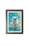 The cute white cat Photo Frame Funny Animal and Bird Cartoon Art, Black color, 11x15 Inch The cute white cat Photo Frame Funny Animal and Bird Cartoon Art, Black color, 11x15 Inch