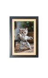 The cute cat is doing karate Photo Frame Funny Animal and Bird Cartoon Art, Black color, 11x15 Inch The cute cat is doing karate Photo Frame Funny Animal and Bird Cartoon Art, Black color, 11x15 Inch