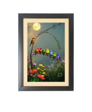 The different colorful birds  Photo Frame Funny Animal and Bird Cartoon Art, Black color, 11x15 Inch