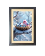 the colorful birds in the nest  Photo Frame Funny Animal and Bird Cartoon Art, Black color, 11x15 Inch
