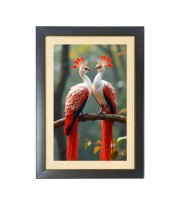A lively, cheerful and festive auspicious birds  Photo Frame Funny Animal and Bird Cartoon Art, Black color, 11x15 Inch